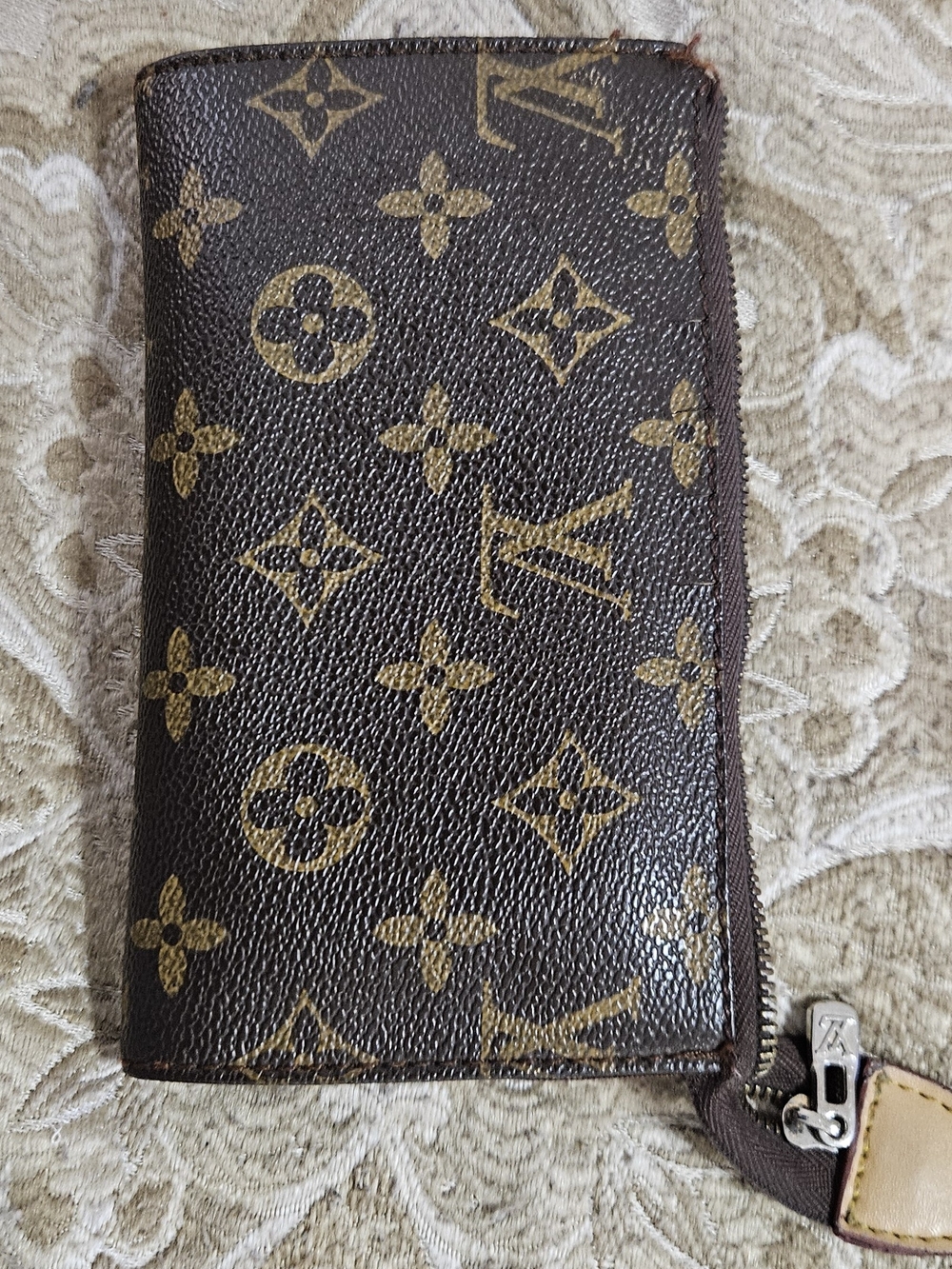 Louis Vuitton Monogram Zip Wallet in Brown and Gold